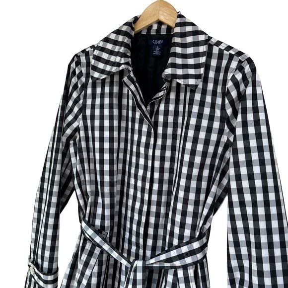 Chaps Black and White Check Rain Jacket, Large - Picture 2 of 8